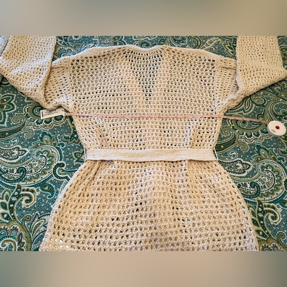 Joie Soledad Open Crochet Cotton Wrap Cardigan Sweater Natural Cream Size XS NWT - Picture 6 of 8